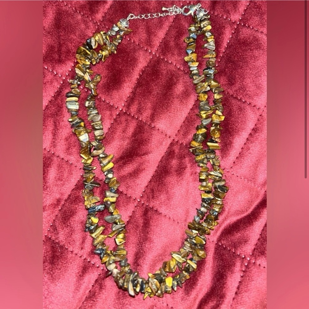 Vintage Brown Tiger’s Eye Crystal Chip Stylish Necklace